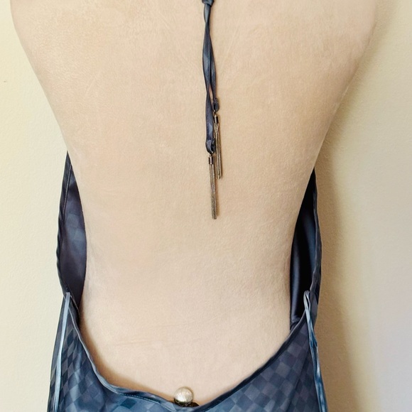 House of Harlow 1960 Women’s L Baby Blue Diamond Sateen Backless Maxi Dress - Picture 4 of 10